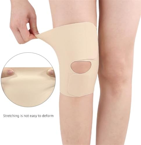 Lightweight Knee Brace with Side Stabilizers, 1 Pc Breathable Knee Brace Compression Sleeves for Men Women, Adjustable Knee Support for Meniscus Tear ACL Arthritis Pain Relief Hiking Running (Skin)