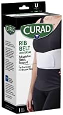 CURAD 6 in Universal Elastic Rib Belt, Adjustable Compression Wrap for Men and Women, Breathable Support for Broken, Bruised or Injured Ribs, Comfortable Fit for Everyday Wear, Fits 28" - 50" Around Ribs, Unisex, 1 Count