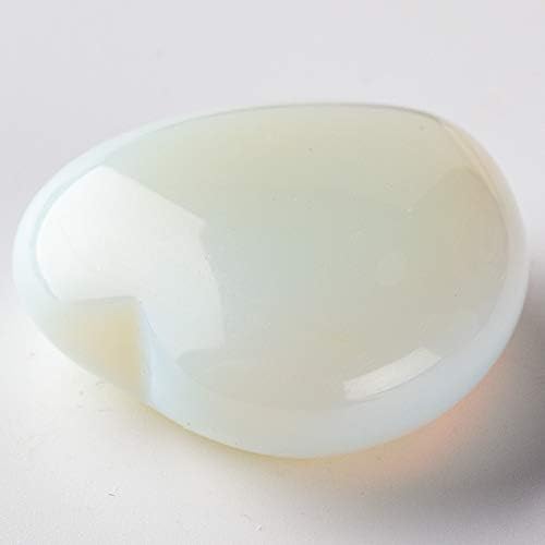 Natural 1.2" Opalite Pocket Heart Love Stone Carved Palm Worry Stone Heart Shaped Healing Crystals for Chakra Reiki Balancing Therapy Meditation Home Decoration