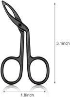Hicarer 3 Pcs Eyebrow Scissor Tweezers with Handle Flat Straight Tip Facial Hair Eyebrow Tweezer for Women Precision Stainless Steel Brow Remover Slanted Nose Wig Plucker for Women Men(black)