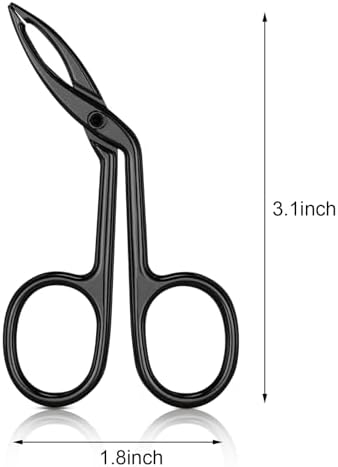 Hicarer 3 Pcs Eyebrow Scissor Tweezers with Handle Flat Straight Tip Facial Hair Eyebrow Tweezer for Women Precision Stainless Steel Brow Remover Slanted Nose Wig Plucker for Women Men(black)