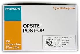 Smith & Nephew SJ66000708 Opsite Post-Op Dressing with Pad, 6.5cm x 5cm, Pack of 100