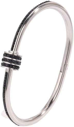 Sliver Bracelets for Women;Stainless Steel Oval Shape Rhinestones Bangle Bracelet Gift for love；