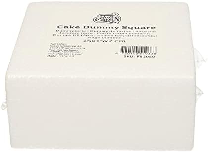 FunCakes Cake Dummy Square: Cake Decorating, Reusable Dummy, Make The Perfect Square Dummy, 15x15x7 cm
