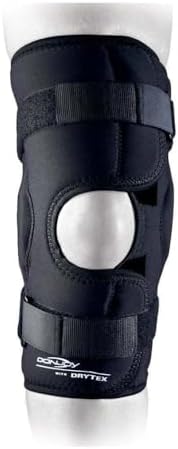 DonJoy Deluxe Hinged Knee Brace, Drytex Sleeve, Open Popliteal (Medium, Black)