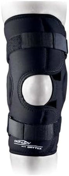 DonJoy Deluxe Hinged Knee Brace, Drytex Sleeve, Open Popliteal (Medium, Black)