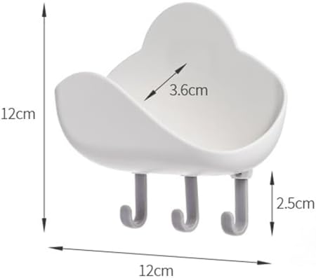 Soap Holder, 2PCS Cloud Shape Abs Soap Dish Wall Bathroom Organizer Draining Box Shower Rack with 3 Hooks for Bathroom Toilet