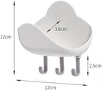 Soap Holder, 2PCS Cloud Shape Abs Soap Dish Wall Bathroom Organizer Draining Box Shower Rack with 3 Hooks for Bathroom Toilet