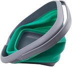 SAMMART 8.5L (2.2 Gallon) Collapsible Square Handy Bucket/Foldable SquareWater Pail/Portable Tub with Handle. Size 31cm (Square) (Grey/Bluish-Green)
