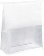 Restaurantware-Bag Tek 8.6 x 4.5 x 10.6 Inch Tin Tie Bags With Windows, 100 Resealable Bakery Bags With Windows - Flat Bottom, For Cookies or Coffee Beans, White Cotton Paper Tin Tie Bags