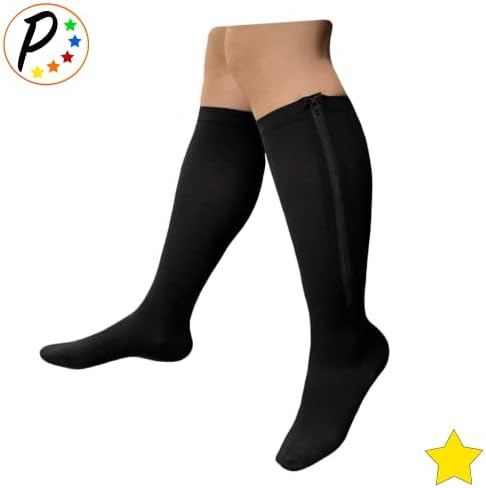 Presadee Closed Toe 8-15 mmHg Mild Compression Leg Fatigue Calf Zipper Socks