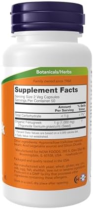 NOW Foods Supplements, Fenugreek (Trigonella foenum-graecum) 500 mg, Herbal Supplement, 100 Veg Capsules