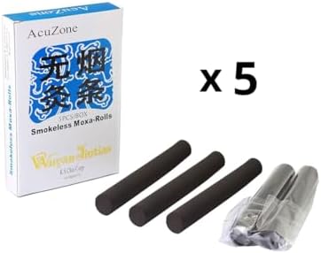 Acuzone Smokeless Moxa Rolls (5 Rolls/Box) - 5 Bundle Pack (Total 25 Rolls)
