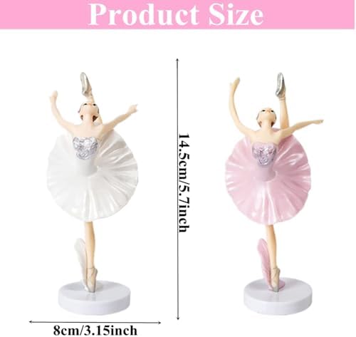 6 Pcs Ballet Girl Cake Topper Dancing Ballerina Girl Figurine Cake Decorations Pink Cake Toppers for Ballet Girl Baby Shower Birthday Party Wedding Decoration