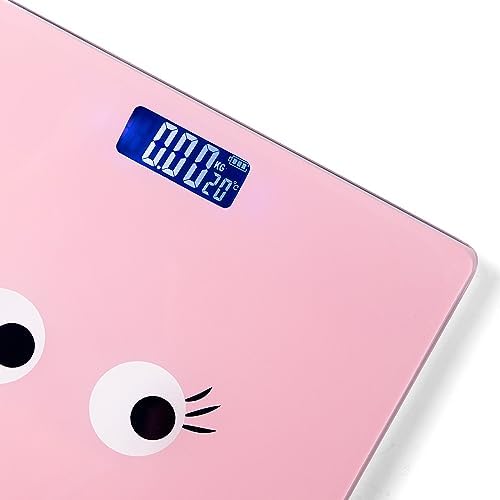 Fisura - Digital Glass Bathroom Scale, Pink, Up to 180 kg, 50g Precision, Step-On Technology, LED Display, Tempered Glass & ABS, Auto Shut Off, Large Display, Unit Convert