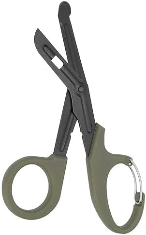 Bandage Shears Scissors EMT and Trauma Shears, Bent Stealth Black Coated for Nurses, Students, Emergency Room (15cm, Green)
