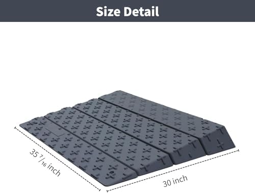 Plastic Slip-Resistant Modular Threshold Ramp - Universal Access Ramp for Wheelchairs, Scooters, Walkers & Safe Pedestrian Passage (4 inch)