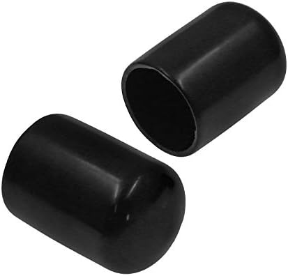 Bonsicoky 12Pcs Round Rubber End Caps 3/4" (19mm) ID Vinyl Flexible Bolt Chair Foot Covers Screw Thread Chair Leg Protectors for Round Tubing Bolt Desk Chair Leg (Black)
