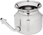 HealthGoodsIn Ultra Durable High Grade Stainless Steel Neti Pot for Nasal Irrigation + Neti Salt + 1 Cleaning Brush for Spout