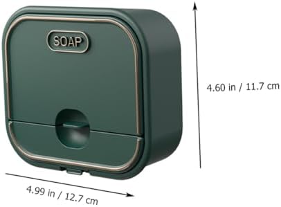IMIKEYA Wall-Mounted Soap Box with Flip Cover for Bathroom Self-draining Soap Holder in Green No Drilling Installation Space-Saving Storage and Quick-Dry Design