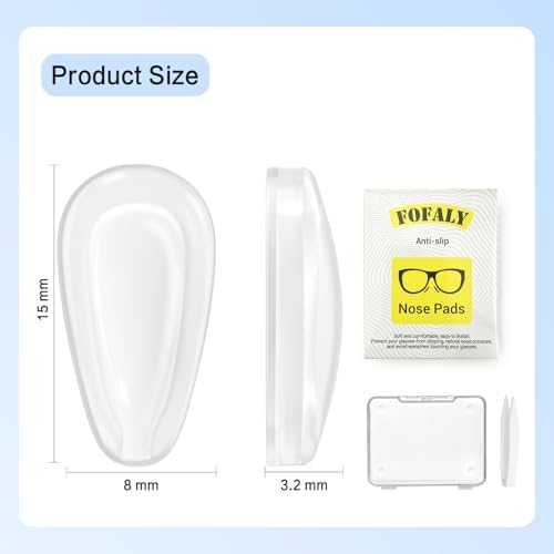 Glasses Nose Pads, Anti Slip Eyeglass Nose Pad 3.2mm Heightened Airbag Cushions, Silicone Adhesive Glasses Nose Grips, Teardrop Replacement Nose Pads for Sunglasses (5 Black Pairs)