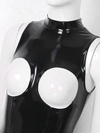 YiZYiF Womens Latex Jumpsuit Sleeveless Hollowing Out One Piece Outfits Bodycon Party Club Rompers