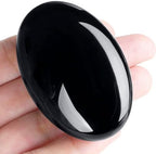 MAIBAOTA 2.4" Large Black Obsidian Crystal Stone Polished Palm Stone Healing Crystals 0.7" Thick Natural Reiki Gemstone Worry Stone Energy Balancing Anxiety Stress Relief Meditation 1 Pc