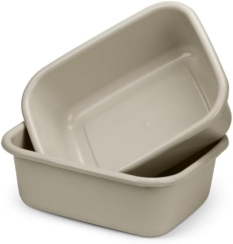 DecorRack 2 Plastic Wash Basins, Large 10 Quart Graduated Bucket, Portable Washbasin for Washing, Cleaning, Foot Bath, Dishes, Face Cleansing Bowl, Cream (2 Pack)