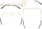 Eyekepper Blue Light Blocking Reading Glasses Bendable Titanium Memory Readers Half-Rim Computer Glasses, Light Amber Tinted Lenses (Gold,+1.50)