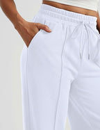 Womens Baggy Wide Leg Athletic Track Sweatpants High Waisted Drawstring Workout Joggers with Pockets