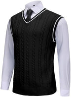 Sweater Vest Men - Men's V Neck Cotton Vest，Pullover Cable Knit Vest for Men Fit Business Casual for Fall Winter Layering