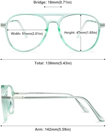 Aviator Reading Glasses for Women Men Blue Light Blocking Oval Retro Fashion Double Bridge Computer Reader