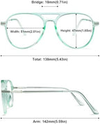 Aviator Reading Glasses for Women Men Blue Light Blocking Oval Retro Fashion Double Bridge Computer Reader