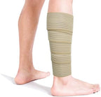 Elastic Calf Compression Bandage Sleeve Wrap for Calf Pain Relief Lower Leg Compression Support Shin Splint Guard Adjustable Plus Size Black Large (Beige)
