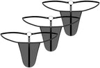 iiniim 3pcs Mens Bulge Pouch Thongs Underwear Spaghetti Straps Low Rise Jockstraps G-string Lingerie