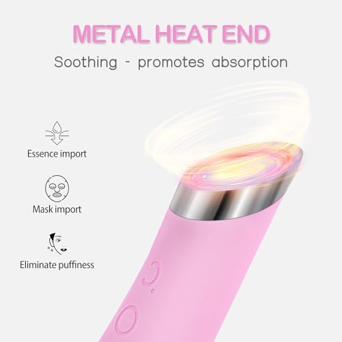 PRITECH Facial Cleansing Brush, Rechargeable Silicone Face Scrubber with Heat Massage End, Vibrating Exfoliator Scrubber for Deep Cleaning, Waterproof Face Brush for Women and Men (Pink)