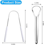 3 Pack Metal Tongue Scraper, Stainless Steel Tongue Cleaning Tool, Reusable Manual Design for Daily Oral Care, Portable Tongue Cleaner Set, White