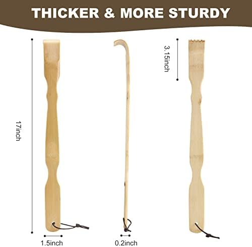 YIMICOO Wooden Bamboo Back Scratcher, 17 Inch Long Handle Back Scratchers for Adults Men Women, with Beautiful Gift Packaging (3 Pack)