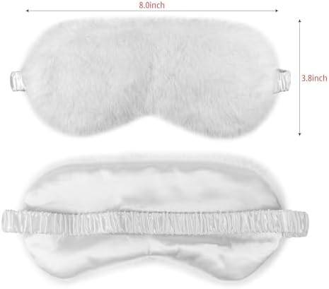 1 Pack Sleep Mask, Eye Shade, Fur Blinkfold, Soft Plush Eye Sleeping Mask for Women, Men, Kids, Boys, Girls (White)