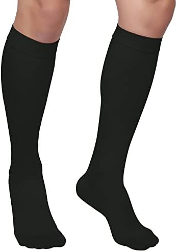 MGANG® 20-30 mmHg Compression Socks, Knee High Compression Stocking for Men and Women, Closed Toe, for Varicose Veins, DVT, Swelling, Edema, Shin Splints, Black XX-Large