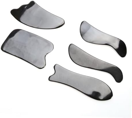 5pcs Natural Buffalo Horn Gua Board Set for Body Face Massage Multi- Scraping Tools to Promote Blood Circulation and Relax Muscles