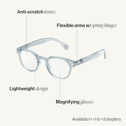 IZIPIZI READING #C Reading Glasses for Women and Men – Square Glasses with Anti-Scratch Lenses, Lightweight Fashion Frame