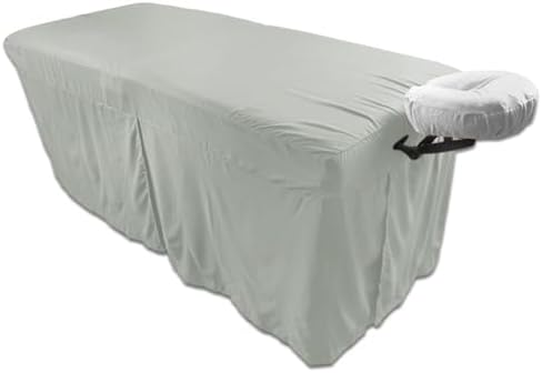 Microfiber Massage Table Skirt by Body Linen - Massage Table Bed Skirt to Fit Standard Size Massage Tables - Lightweight, Super Soft and Stain-Resisting - Mirage Gray