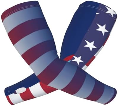 Usa And Guam Flag Cooling Arm Sleeves Upf 50+ With Thumb Holes - Stretchable Compression Sleeve For Men & Women, Lightweight For Golf, Running.