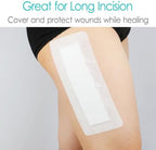 Extra Long Adhesive Island Dressing 10 Pcs, 4"x14" Knee Replacement Surgery Gauze Bandages Wound Breathable Bordered Hip Surgery Back Incision Post Surgical Recovery Individually Wrapped