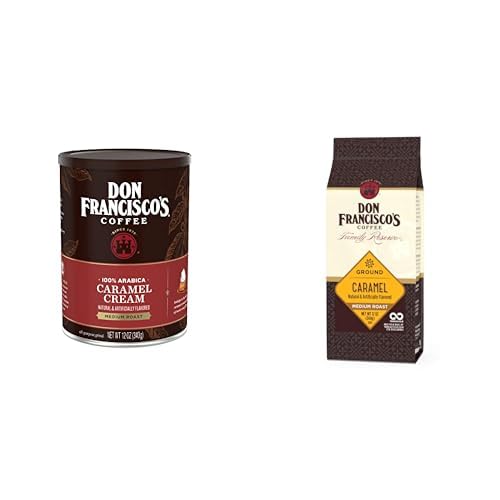 Don Francisco’s Caramel Coffee Bundle – Medium Roast Flavored Ground Coffee – 12oz Bag + 12oz Can – 100% Arabica with Rich Caramel & Cream Notes