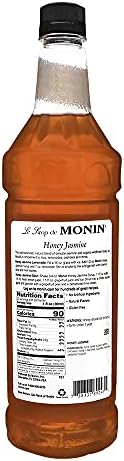 Monin - Honey Jasmine Syrup, Honey & Sweet Jasmine Flavored Syrup, Coffee Syrup, Natural Flavor Drink Mix, Simple Syrup for Coffee, Tea, Lemonade, Cocktails, & More, Gluten-Free, Clean Label (1 Liter)