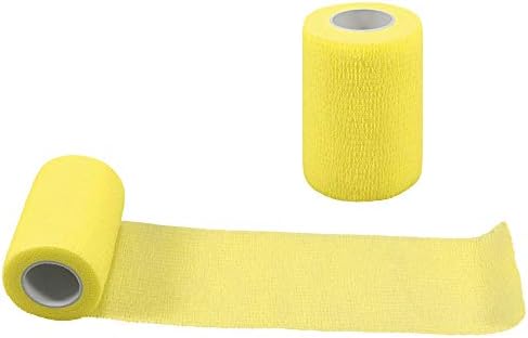Self Adherent Wrap Bandages Self Adhering Cohesive Tape Elastic Athletic Sports Tape for Sports Sprain Swelling and Soreness on Wrist and Ankle 6PCS 3 in X 14.7 ft (Yellow)