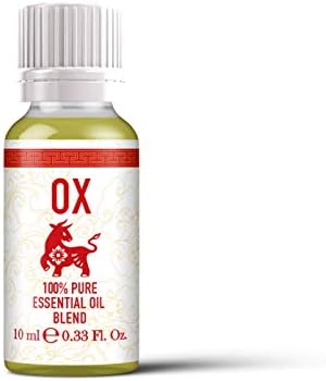 Mystix London | Ox - Chinese Zodiac Essential Oil Blend 10ml - for Diffusers, Aromatherapy & Massage Blends | Perfect as a Gift | Vegan, GMO Free