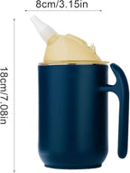 Senior Water Cup Sippy Cups for Elderly, Safe Silicone Spill Proof Cups with 1 Handle Straw and Lid for Adults for Hospital Patients, Elderly, Pregnant, and Disabled(Blue)